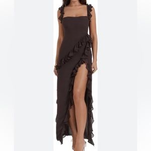 House of CB Ariela Ruffle Side Slit Gown